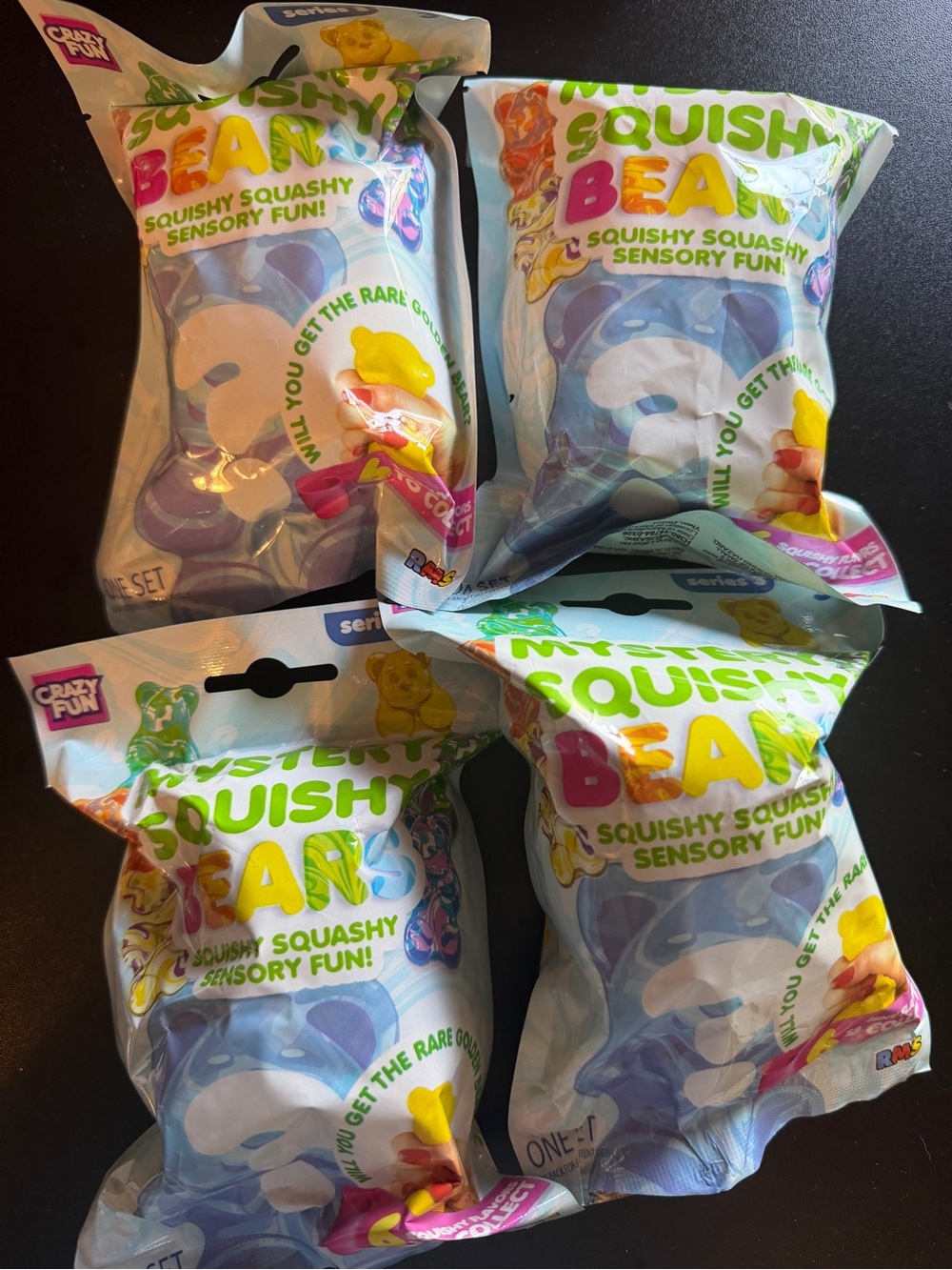 New 4 RMS Crazy Fun Mystery Squishy Bear Series 3 Marble Golden Squeeze Toy